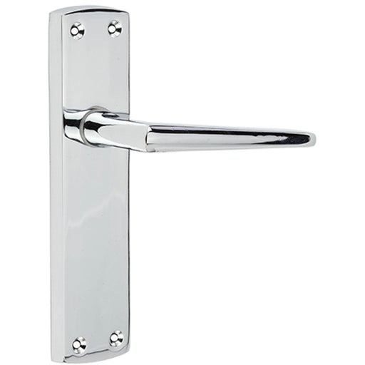 Stylish Polished Chrome Door Handle with Latchplate Modern Homes Interior Handle