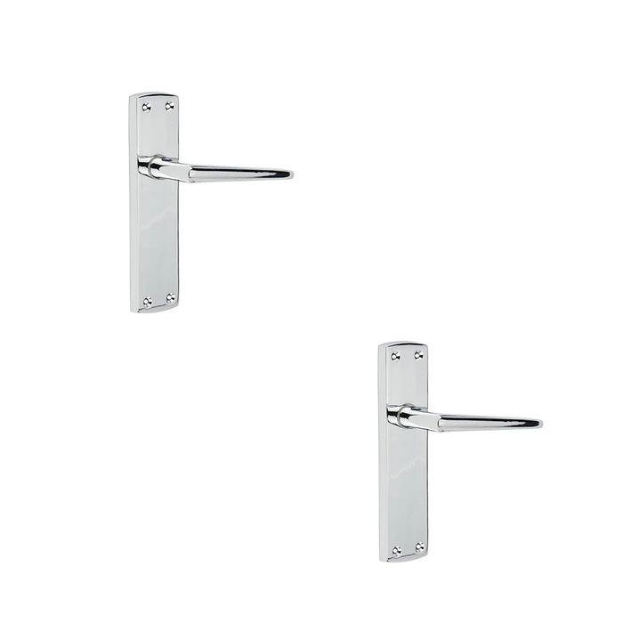 PACK Stylish Polished Chrome Door Handle with Latchplate Modern Homes Interior Handle (1)