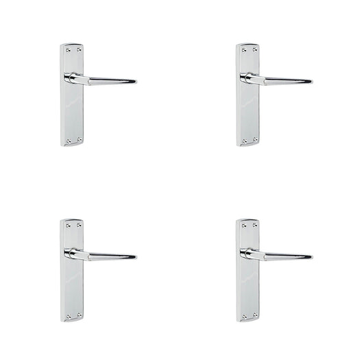 PACK Stylish Polished Chrome Door Handle with Latchplate Modern Homes Interior Handle