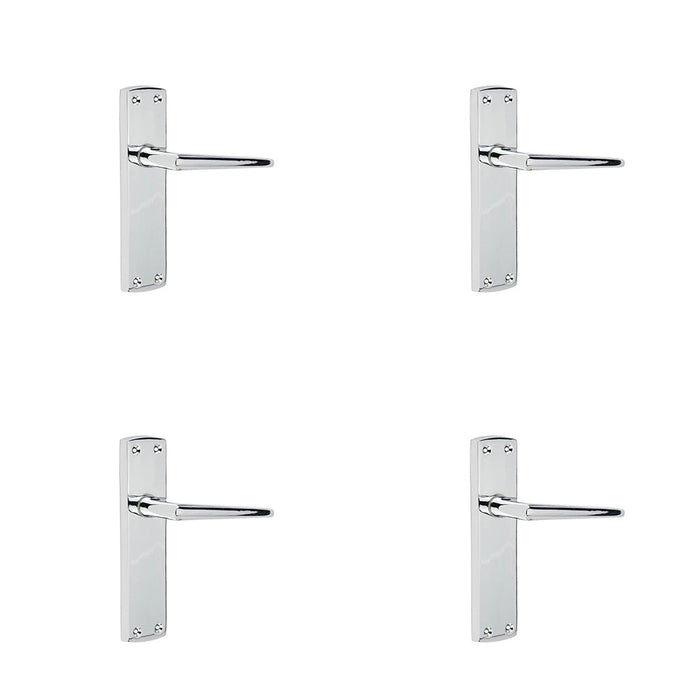 PACK Stylish Polished Chrome Door Handle with Latchplate Modern Homes Interior Handle