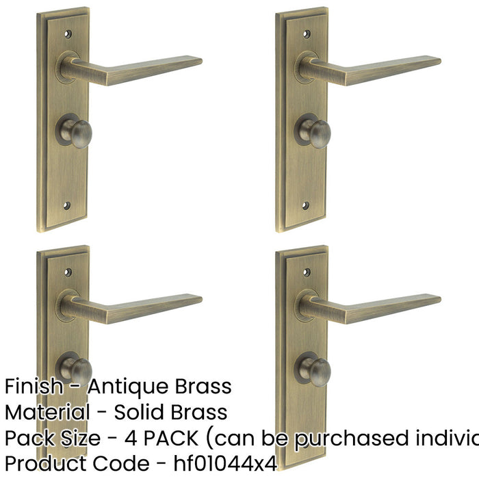 PACK Premium Antique Brass Bathroom Door Handle with Turn Release Mechanism Solid Brass Interior Handle-1