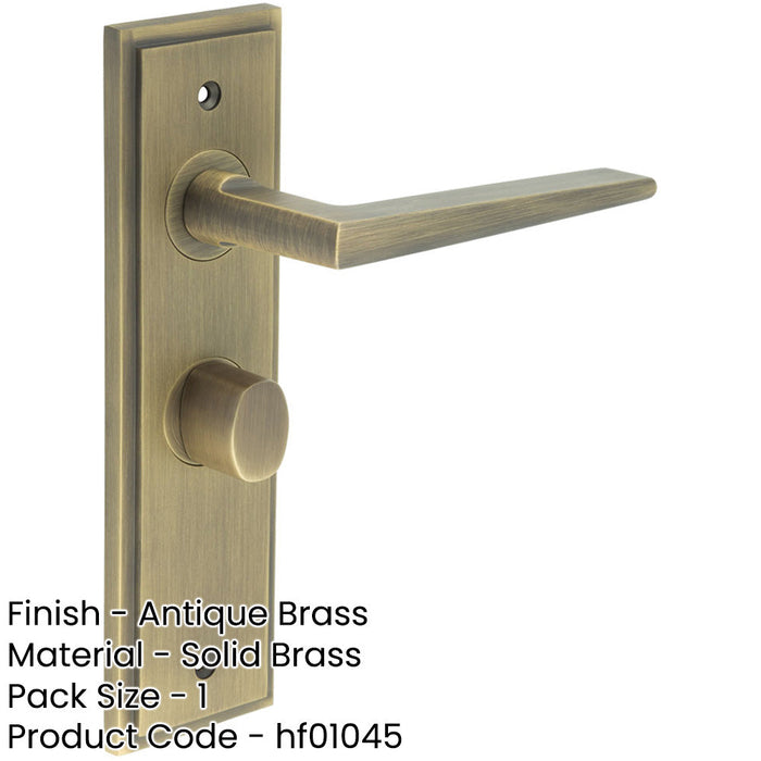 Stepped Antique Brass Bathroom Door Handle with Backplate Turn Release Solid Brass Interior Handle-1