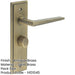 Stepped Antique Brass Bathroom Door Handle with Backplate Turn Release Solid Brass Interior Handle-1