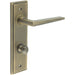 Antique Brass Bathroom Door Handle with Backplate Turn Release Solid Brass Interior Handle