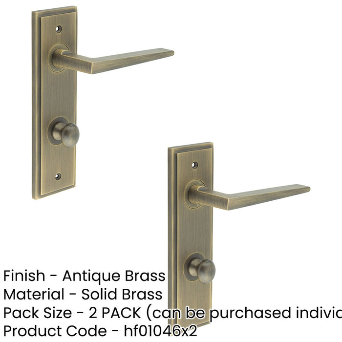 PACK Antique Brass Bathroom Door Handle with Backplate Turn Release Solid Brass Interior Handle (7)-1