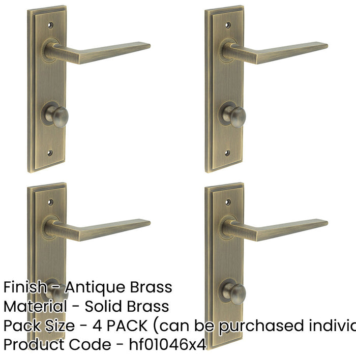 PACK Antique Brass Bathroom Door Handle with Backplate Turn Release Solid Brass Interior Handle-1