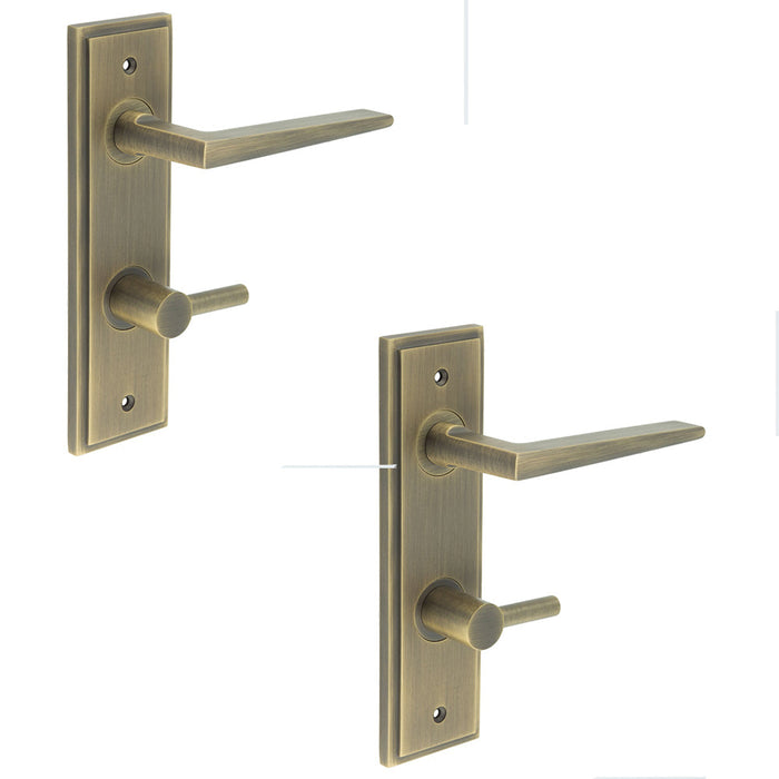 PACK Luxury Antique Brass Door Handle with Turn Release Bathrooms Solid Brass Interior Handle (1)