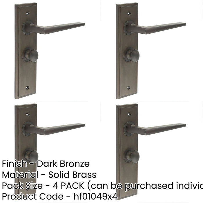 PACK Elegant Dark Bronze Bathroom Door Handle with Backplate Turn Release Mechanism Solid Brass Interior Handle-1