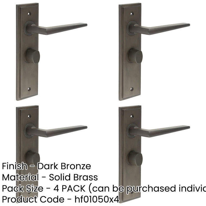 PACK Elegant Dark Bronze Bathroom Door Handle with Backplate Turn Release Solid Brass Interior Handle-1
