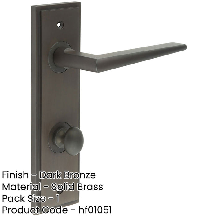 Elegant Dark Bronze Door Handle with Backplate Bathrooms Solid Brass Interior Handle-1