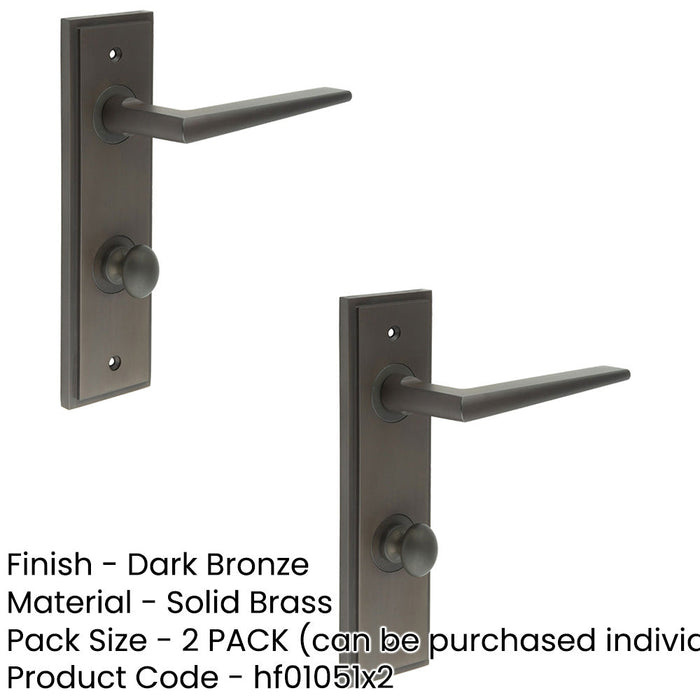 PACK Elegant Dark Bronze Door Handle with Backplate Bathrooms Solid Brass Interior Handle (10)-1