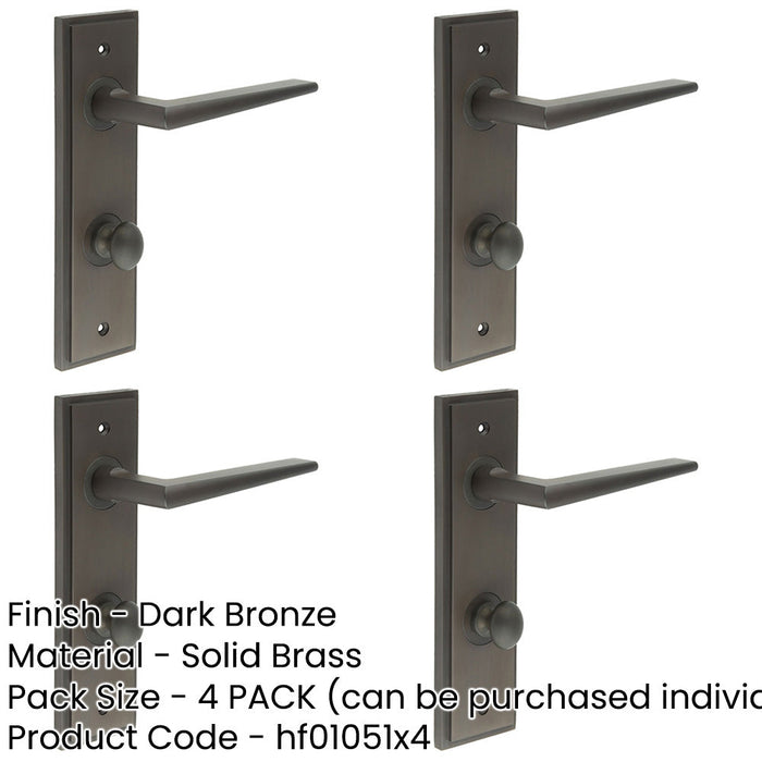 PACK Elegant Dark Bronze Door Handle with Backplate Bathrooms Solid Brass Interior Handle-1