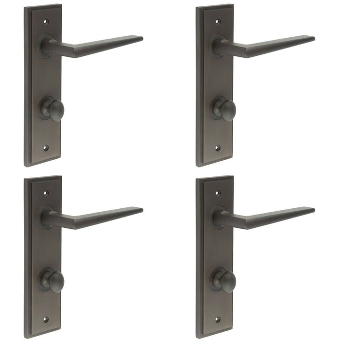 PACK Elegant Dark Bronze Door Handle with Backplate Bathrooms Solid Brass Interior Handle