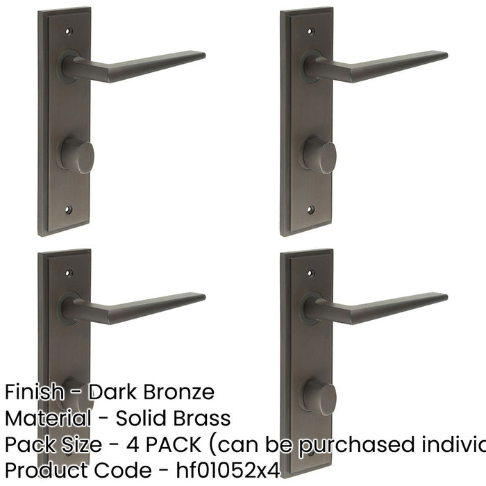 PACK Elegant Dark Bronze Bathroom Door Handle with Backplate Turn Release Solid Brass Interior Handle (1)-1