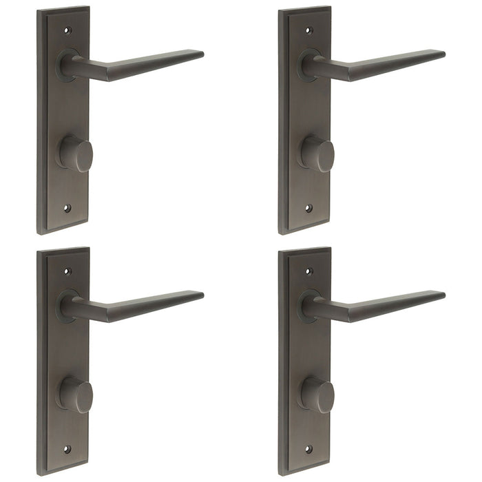 PACK Elegant Dark Bronze Bathroom Door Handle with Backplate Turn Release Solid Brass Interior Handle (1)