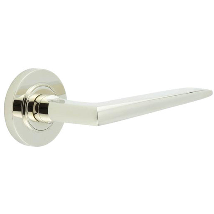 Luxury Solid Brass Door Handle Plain Rose Polished Nickel Finish Solid Brass Interior Handle