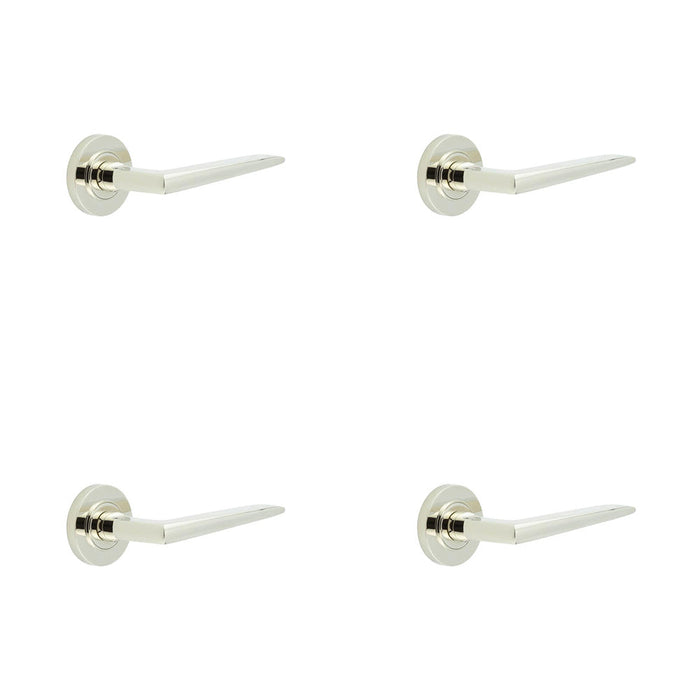 PACK Luxury Solid Brass Door Handle Plain Rose Polished Nickel Finish Solid Brass Interior Handle