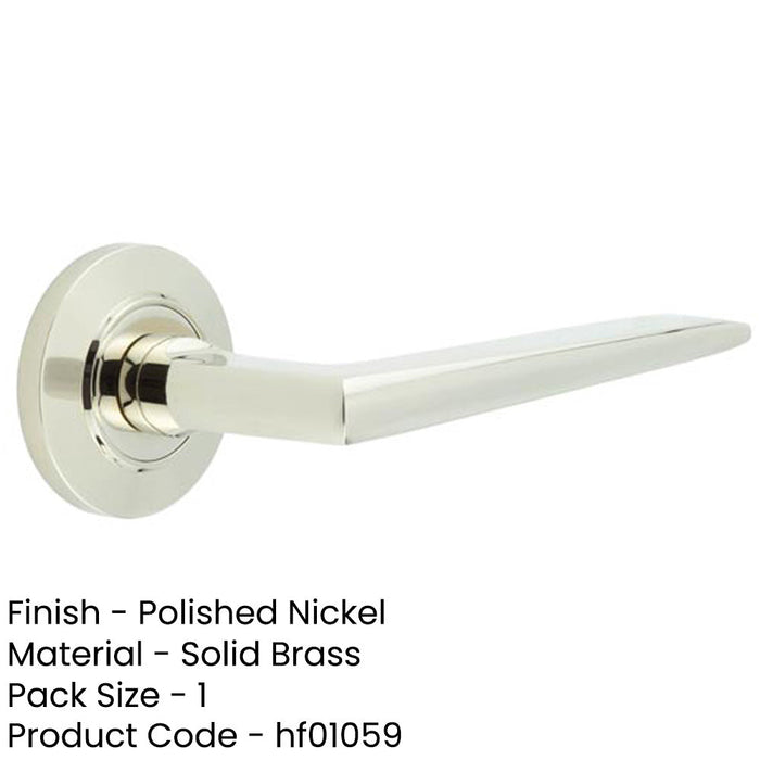 Luxury Polished Nickel Door Handle Chamfered Rose Solid Brass Interior Handle-1