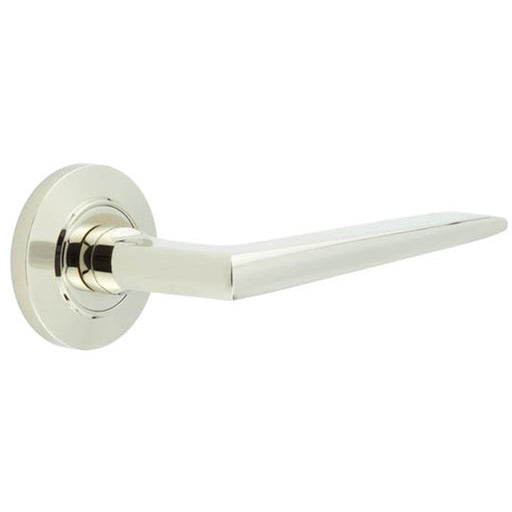 Luxury Polished Nickel Door Handle Chamfered Rose Solid Brass Interior Handle
