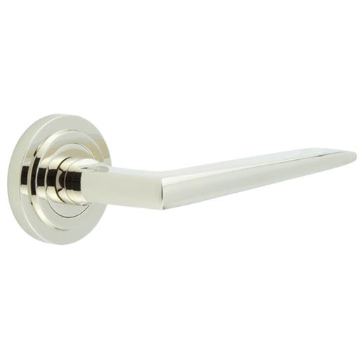 Luxury Polished Nickel Door Handle Stepped Rose Elegant Interiors Solid Brass Interior Handle