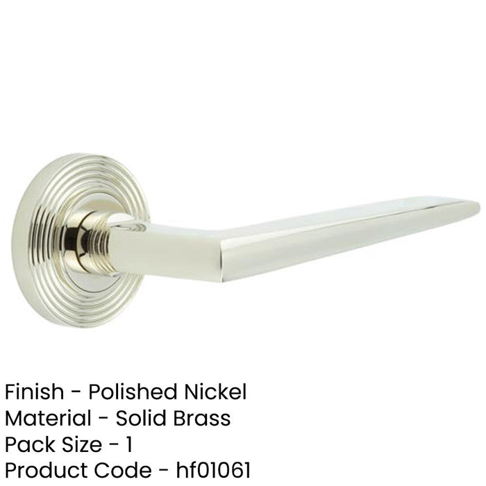 Luxury Polished Nickel Door Handle Reeded Rose Solid Brass Interior Handle-1