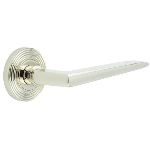 Luxury Polished Nickel Door Handle Reeded Rose Solid Brass Interior Handle