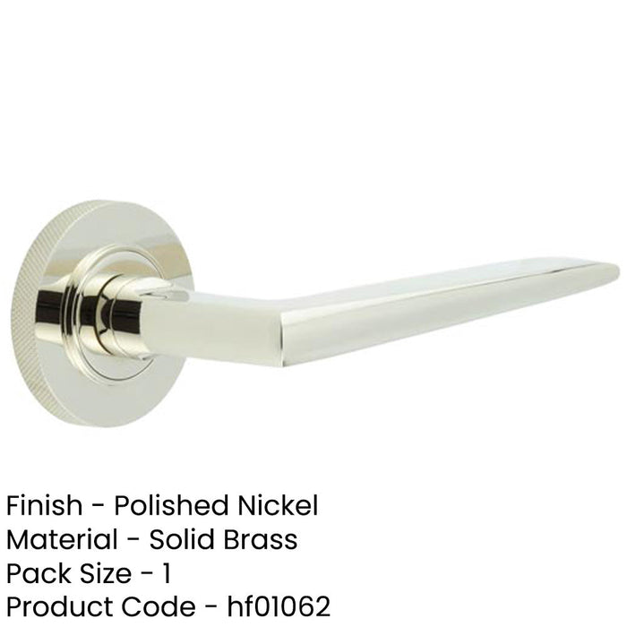 Luxury Polished Nickel Door Handle Knurled Rose Solid Brass Interior Handle-1