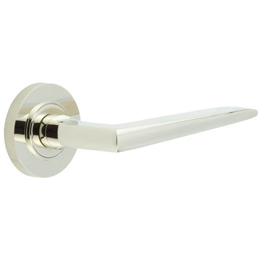 Luxury Polished Nickel Door Handle Knurled Rose Solid Brass Interior Handle