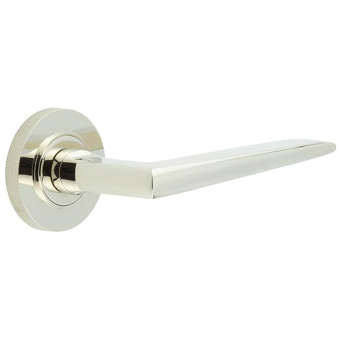 Luxury Polished Nickel Door Handle Knurled Rose Solid Brass Interior Handle