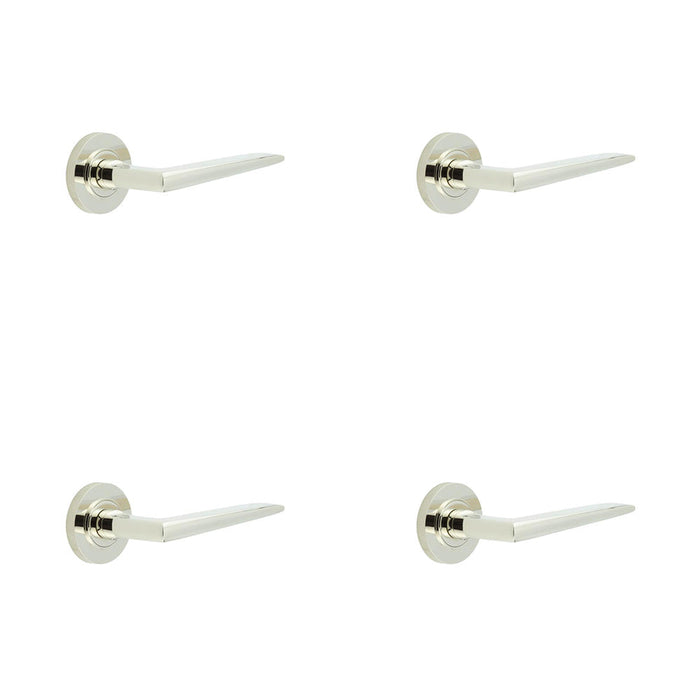 PACK Luxury Polished Nickel Door Handle Knurled Rose Solid Brass Interior Handle