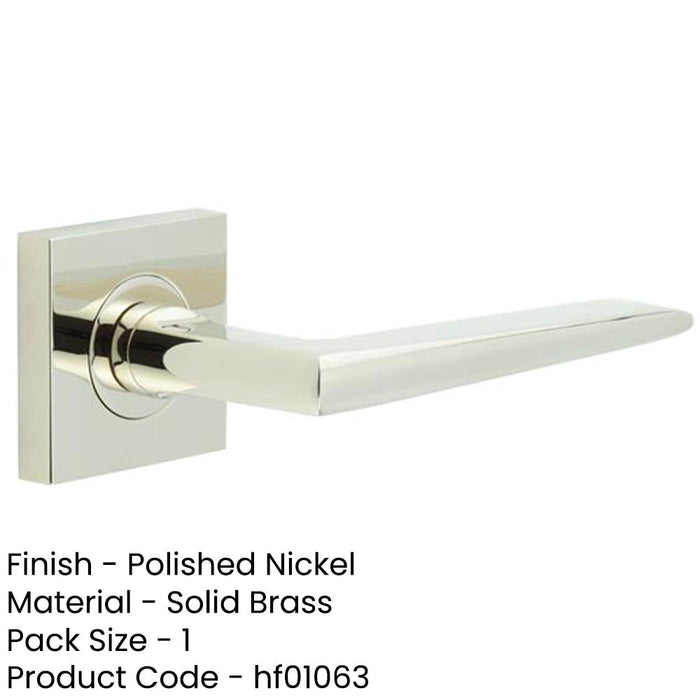 Elegant Polished Nickel Door Handle Square Rose Luxury Interiors Solid Brass Interior Handle-1