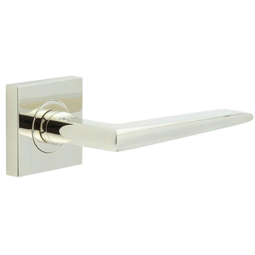 Elegant Polished Nickel Door Handle Square Rose Luxury Interiors Solid Brass Interior Handle