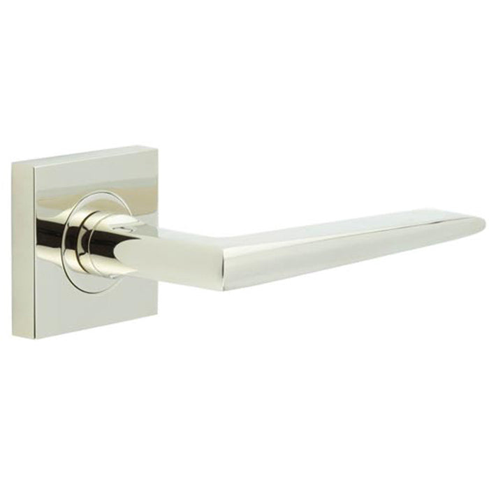 Elegant Polished Nickel Door Handle Square Rose Luxury Interiors Solid Brass Interior Handle