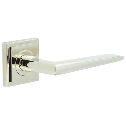 Elegant Polished Nickel Door Handle Square Rose Solid Brass Interior Handle
