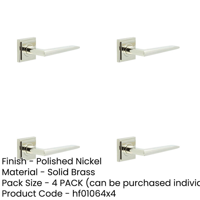 PACK Elegant Polished Nickel Door Handle Square Rose Solid Brass Interior Handle-1