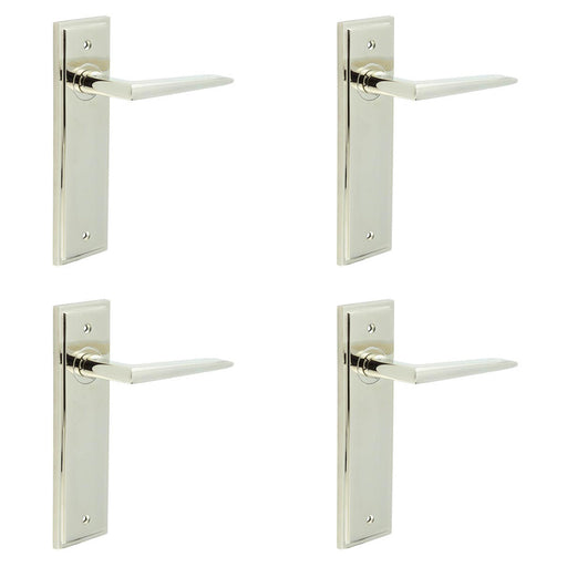 PACK Polished Nickel Door Handle Latch with Backplate Modern Homes Solid Brass Interior Handle