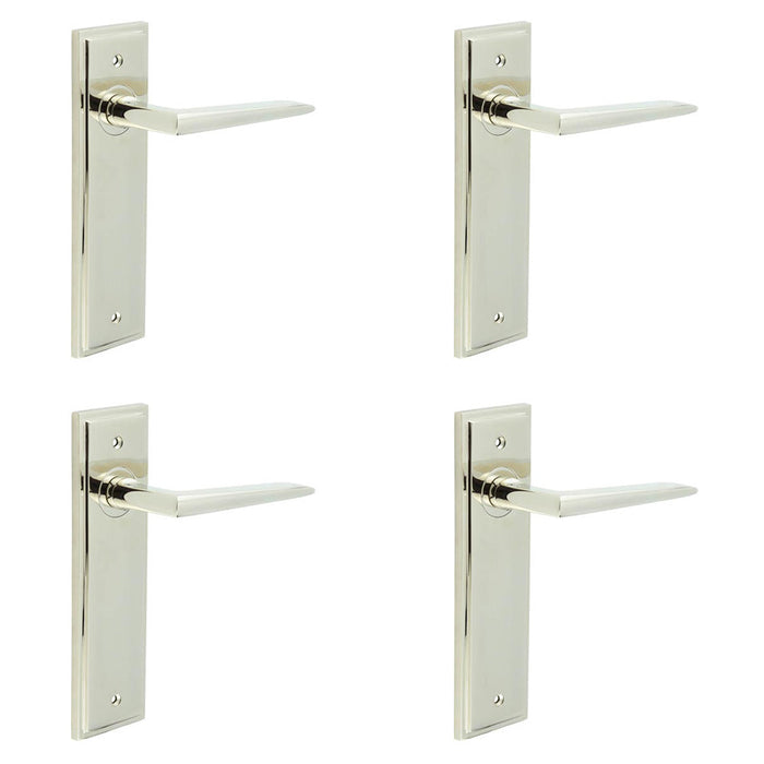 PACK Polished Nickel Door Handle Latch with Backplate Modern Homes Solid Brass Interior Handle