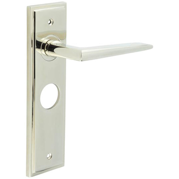 Polished Nickel Bathroom Door Handle with Backplate Stylish Durable Solid Brass Interior Handle