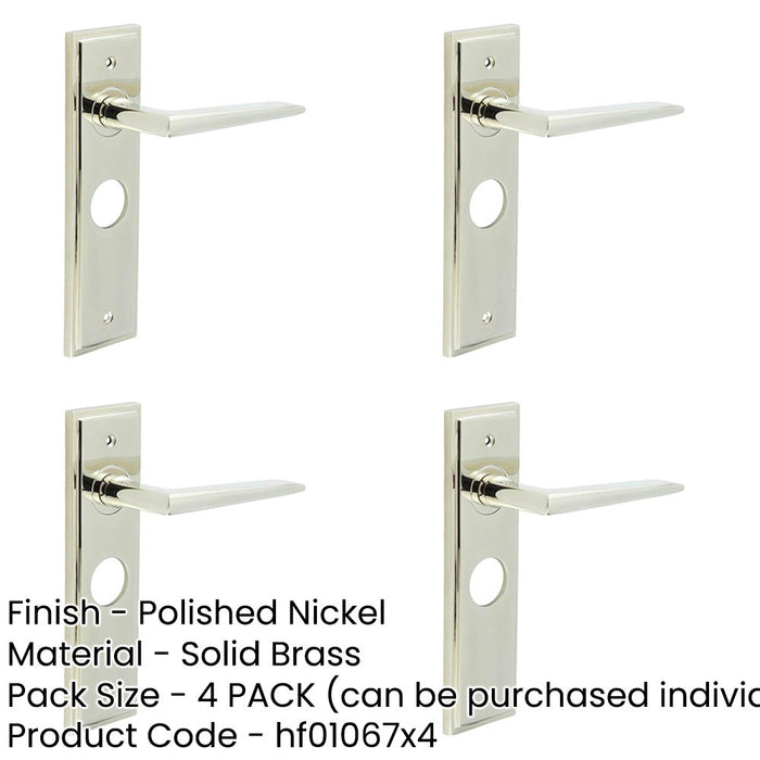 PACK Polished Nickel Bathroom Door Handle with Backplate Stylish Durable Solid Brass Interior Handle-1