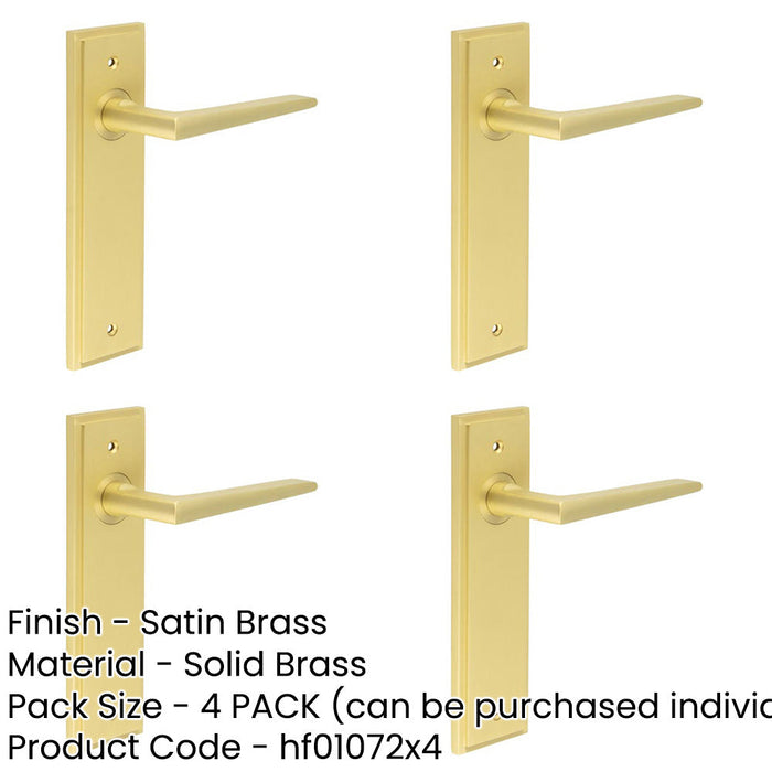 PACK Satin Brass Door Handle Latch Backplate Elegant Durable Design Solid Brass Interior Handle-1