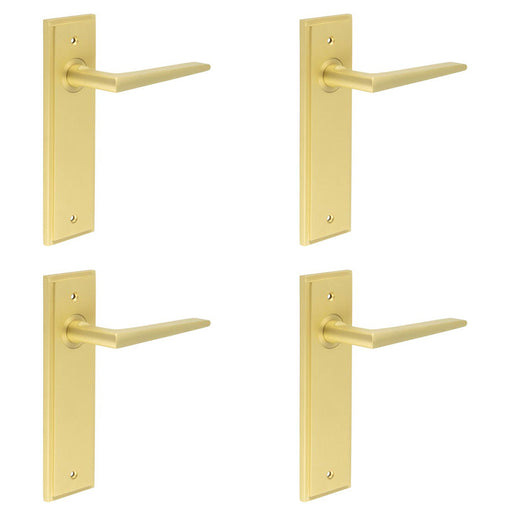 PACK Satin Brass Door Handle Latch Backplate Elegant Durable Design Solid Brass Interior Handle