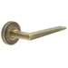 Luxurious Antique Brass Door Handle Stepped Rose Design Solid Brass Interior Handle