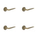 PACK Luxurious Antique Brass Door Handle Stepped Rose Design Solid Brass Interior Handle