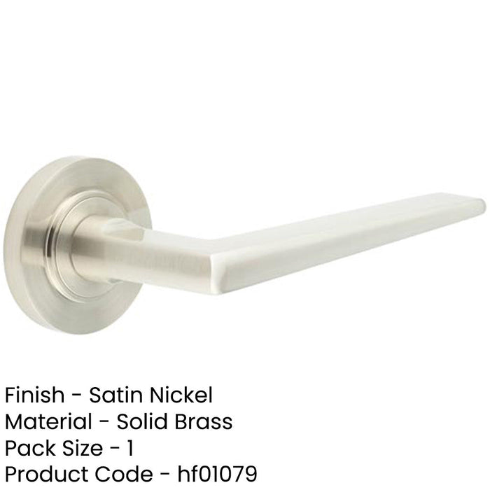 Luxury Satin Nickel Door Handle Plain Rose Solid Brass Interior Handle-1