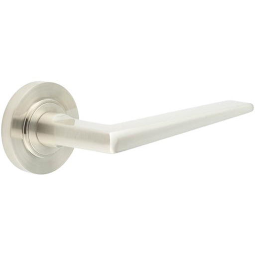 Luxury Satin Nickel Door Handle Plain Rose Solid Brass Interior Handle