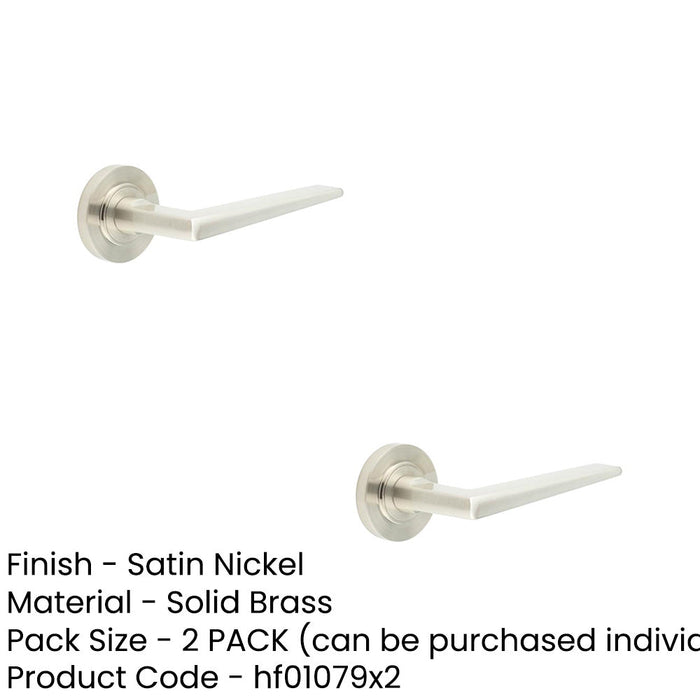 PACK Luxury Satin Nickel Door Handle Plain Rose Solid Brass Interior Handle (1)-1