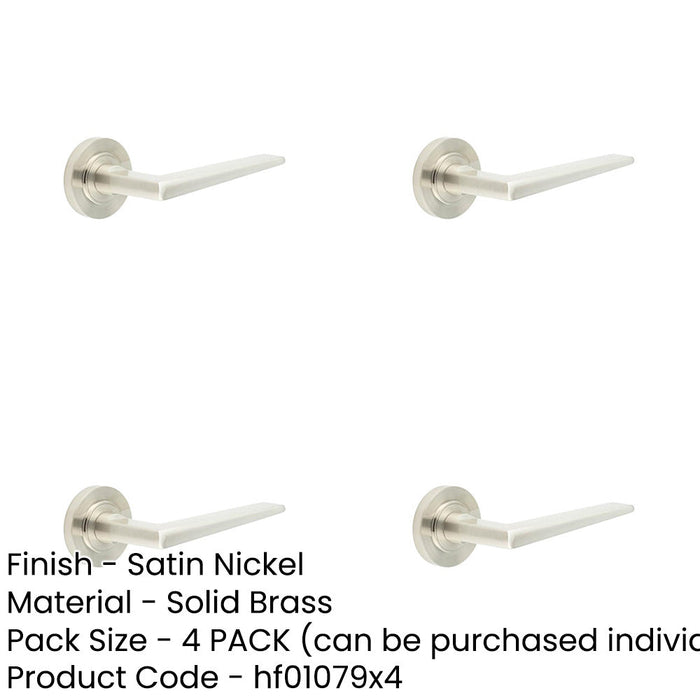 PACK Luxury Satin Nickel Door Handle Plain Rose Solid Brass Interior Handle-1