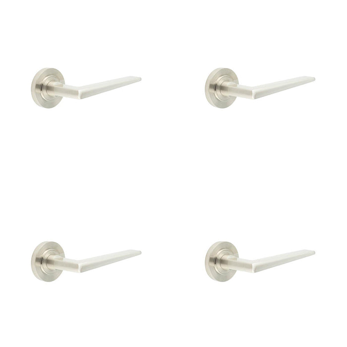 PACK Luxury Satin Nickel Door Handle Plain Rose Solid Brass Interior Handle