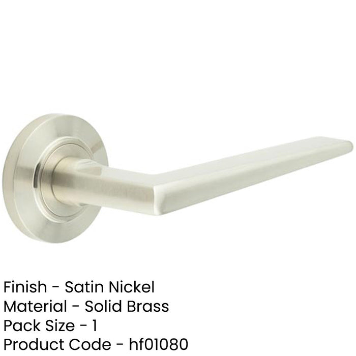 Elegant Satin Nickel Door Handle Chamfered Rose Luxury Interiors Solid Brass Interior Handle-1
