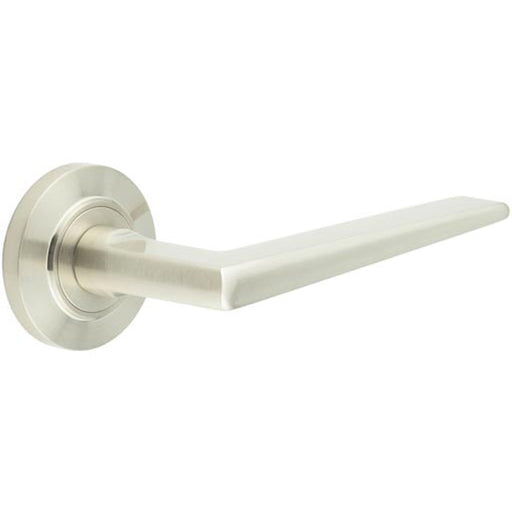 Elegant Satin Nickel Door Handle Chamfered Rose Luxury Interiors Solid Brass Interior Handle